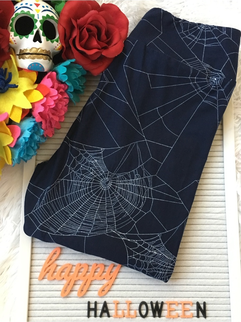 Women's Navy Spiderweb Print Skirt
